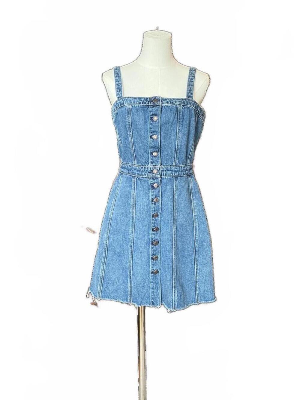 Wilfred Free Denim Button Front Mini Dress